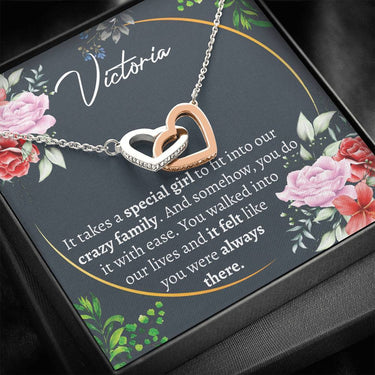 Personalized Son's Girlfriend Interlocking Hearts Necklace - Love You This Much